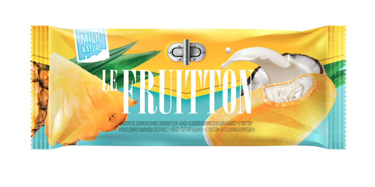 «Le Fruitton» молочное 2,5% с наполнителем "Кокос" в соковой оболочке со вкусом ананаса эскимо 60г